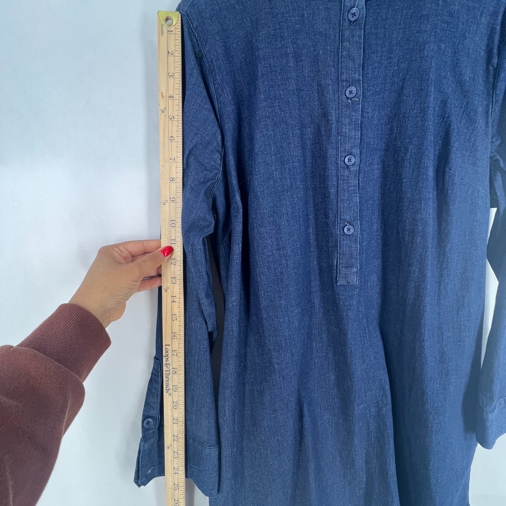Universal Standard Hannah Shirt Dress Womens 14/16 Blue Cotton‎ Stretch Casual - Picture 10 of 13